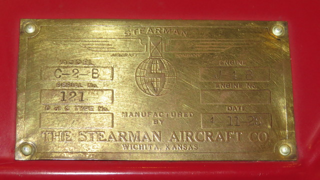 Stearman Data Plate