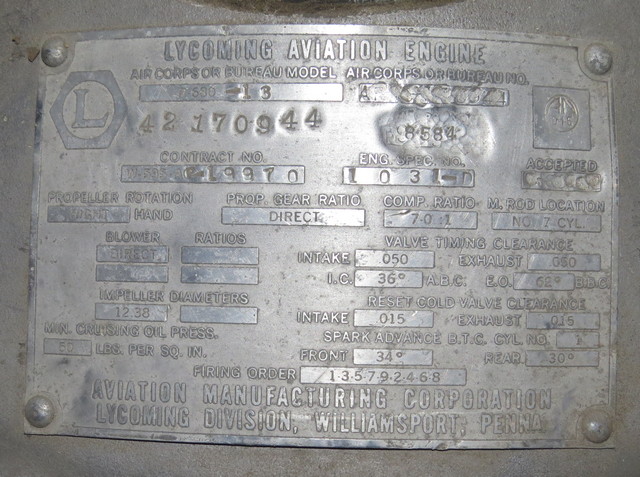 lyc-680-odom-cowlring data plate
