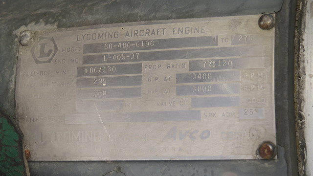 Helio Courier engine-data-plate